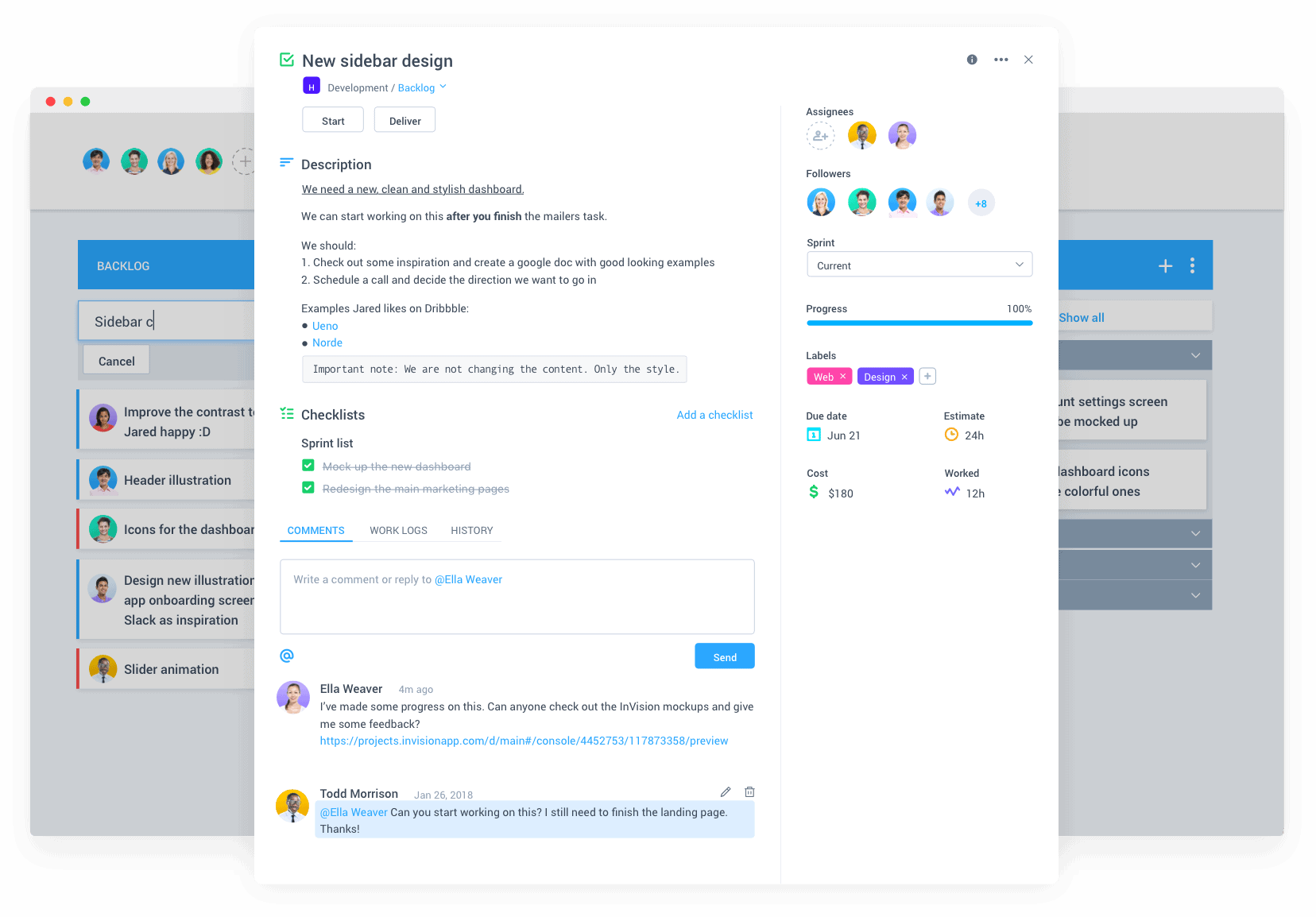 Hubstaff Tasks Kanban card