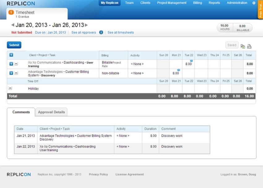 Replicon: Time Tracking & Timesheet Software Suite