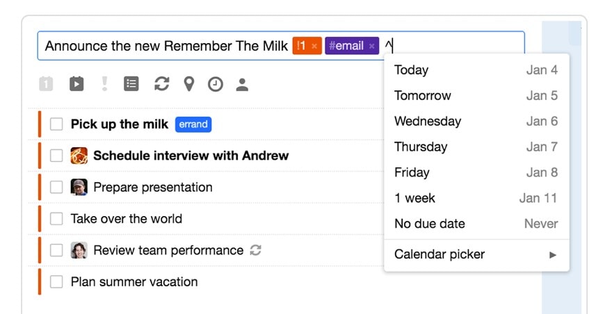 Task management with Remember the Milk