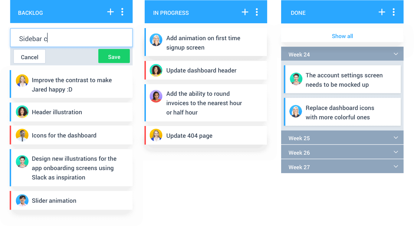 Hubstaff Tasks column view kanban board