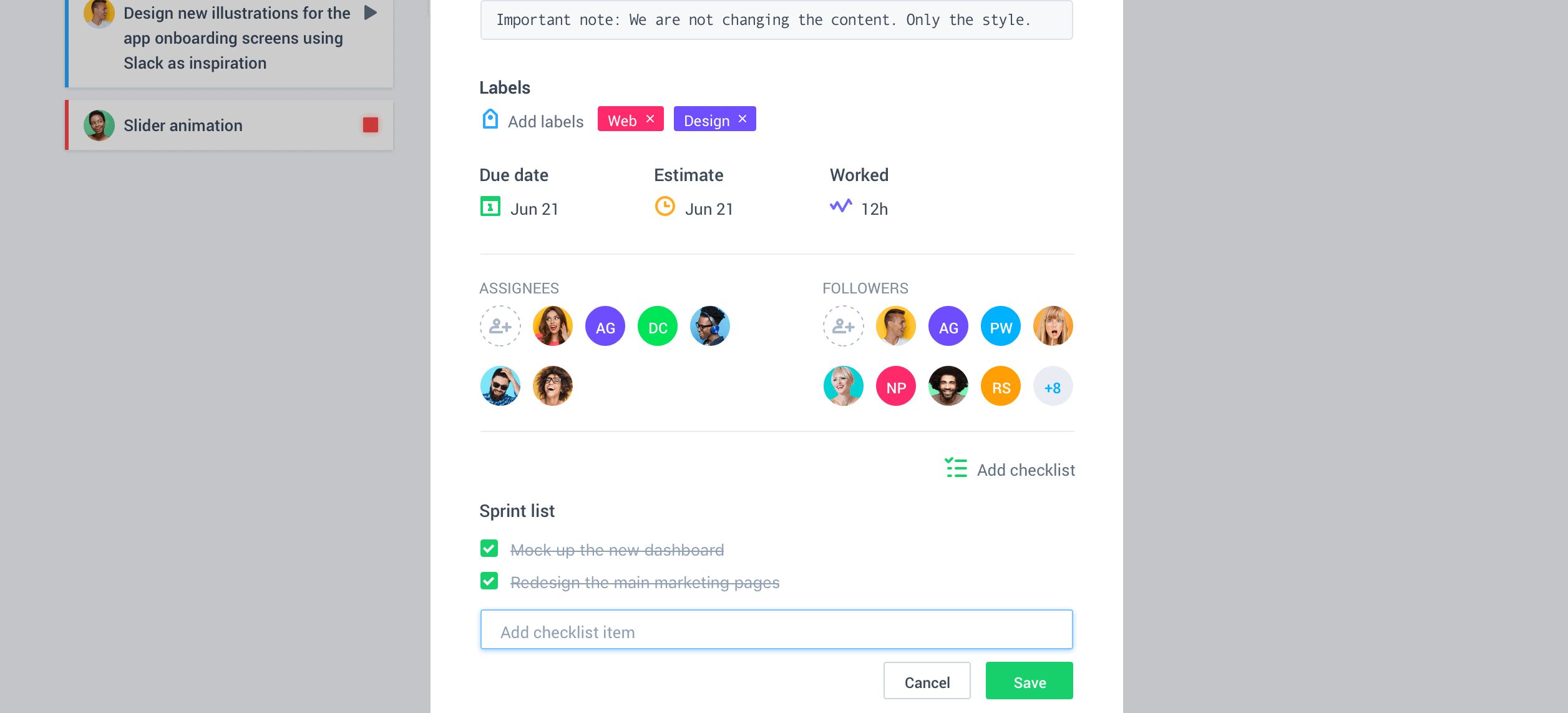 Hubstaff Tasks assignees and checklists