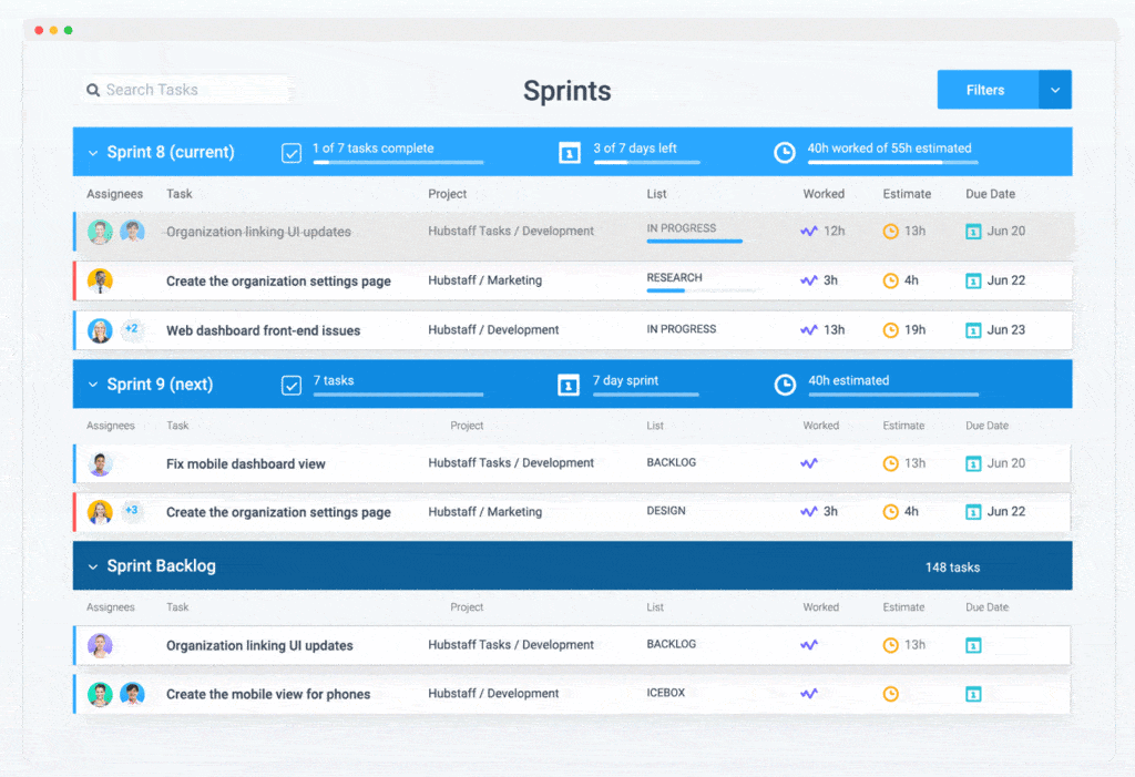 Hubstaff Tasks Sprints