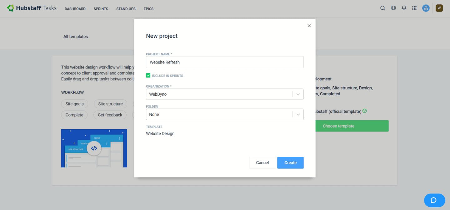 Creating a project in Hubstaff Tasks
