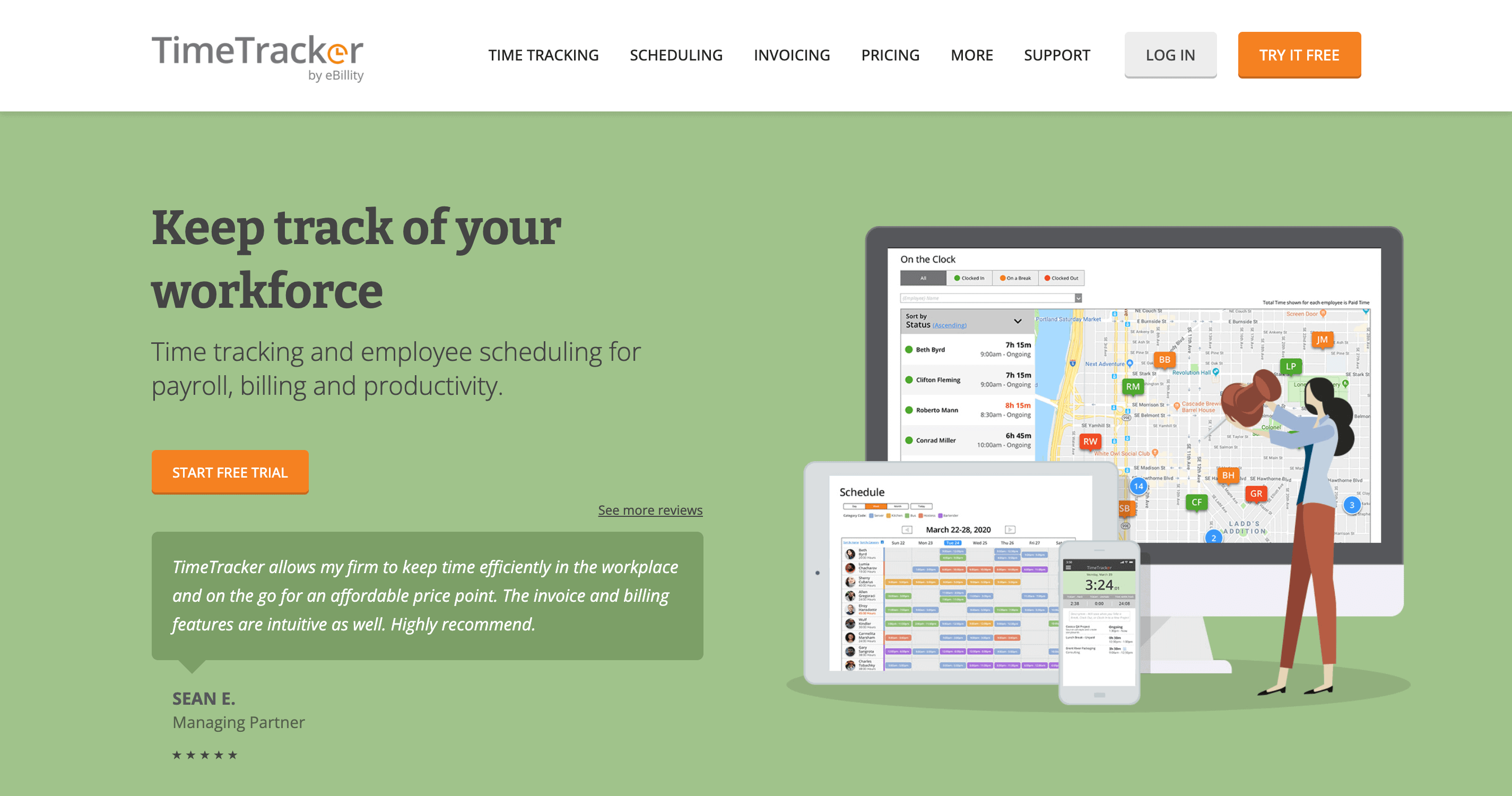 Time Tracker by eBillity homepage