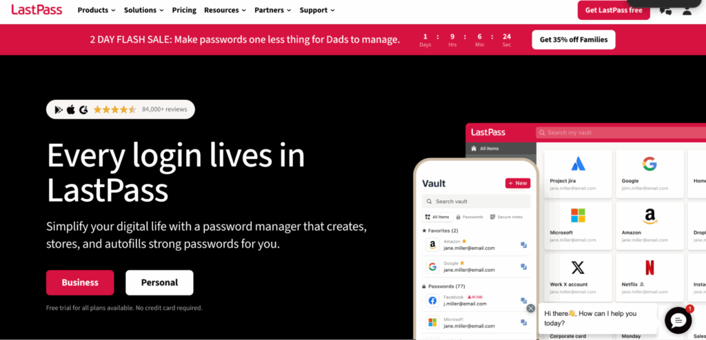 LastPass home page