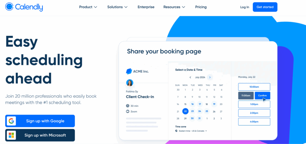 Calendly home page