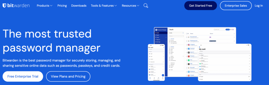 Bitwarden home page