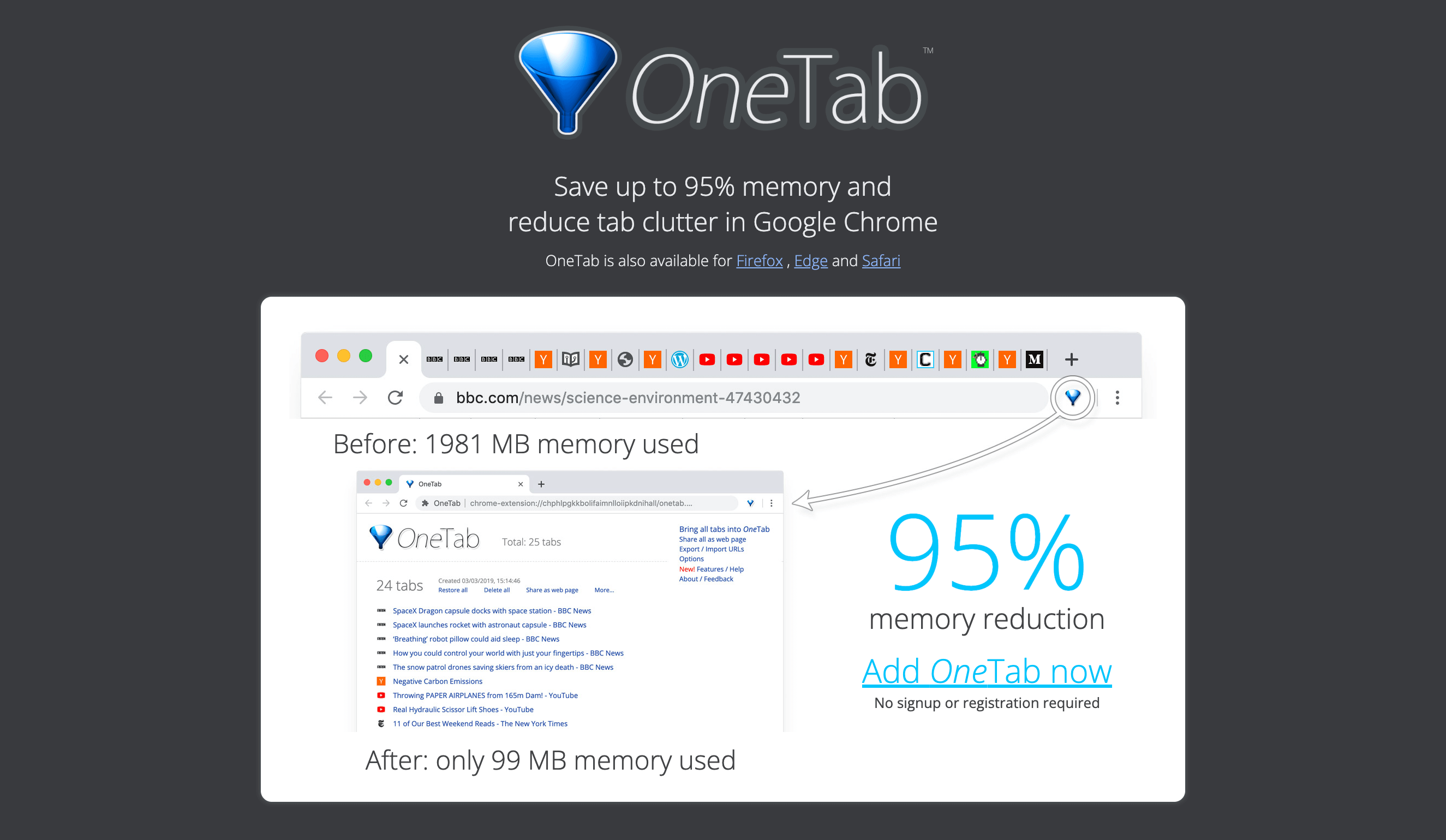 OneTab Extension is not fully functional