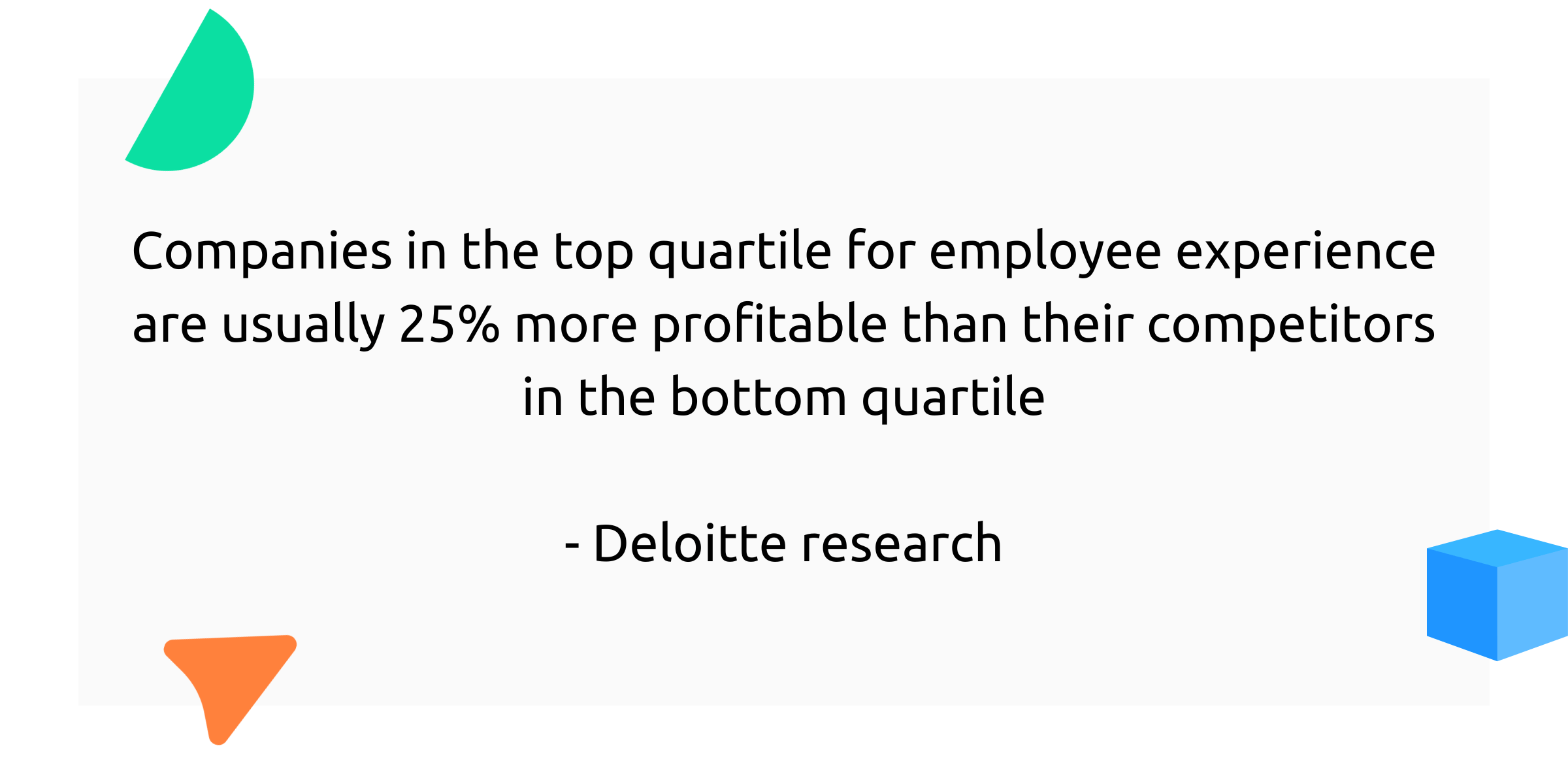 Companies in the top quartile for employee experience are usually 25% more profitable than their competitors in the bottom quartile - Deloitte research