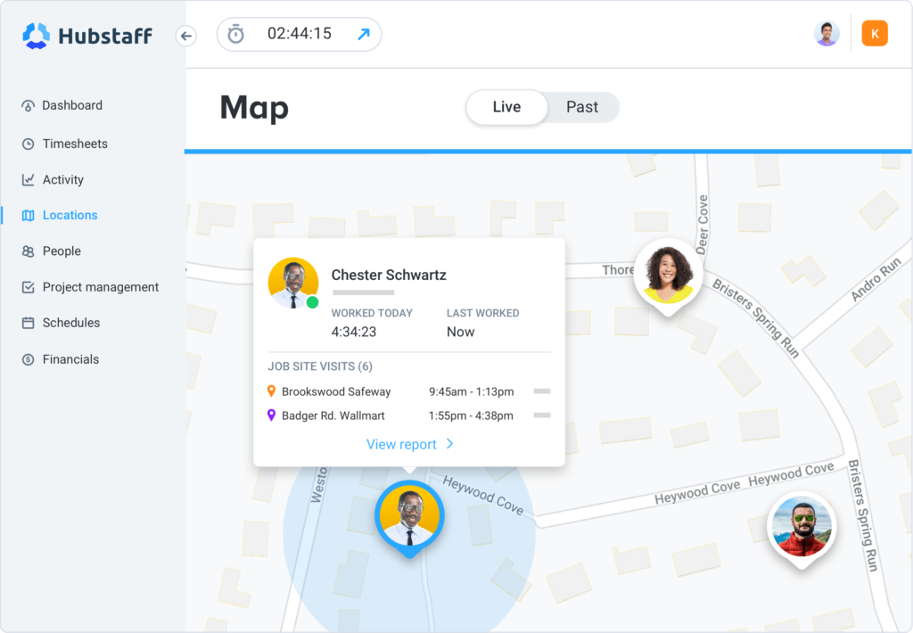 GPS employee tracking system in Hubstaff