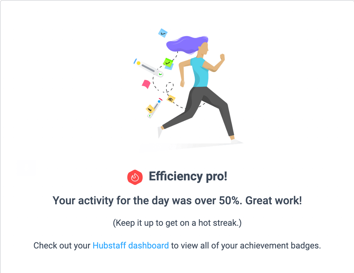 Hubstaff achievement badge for productivity