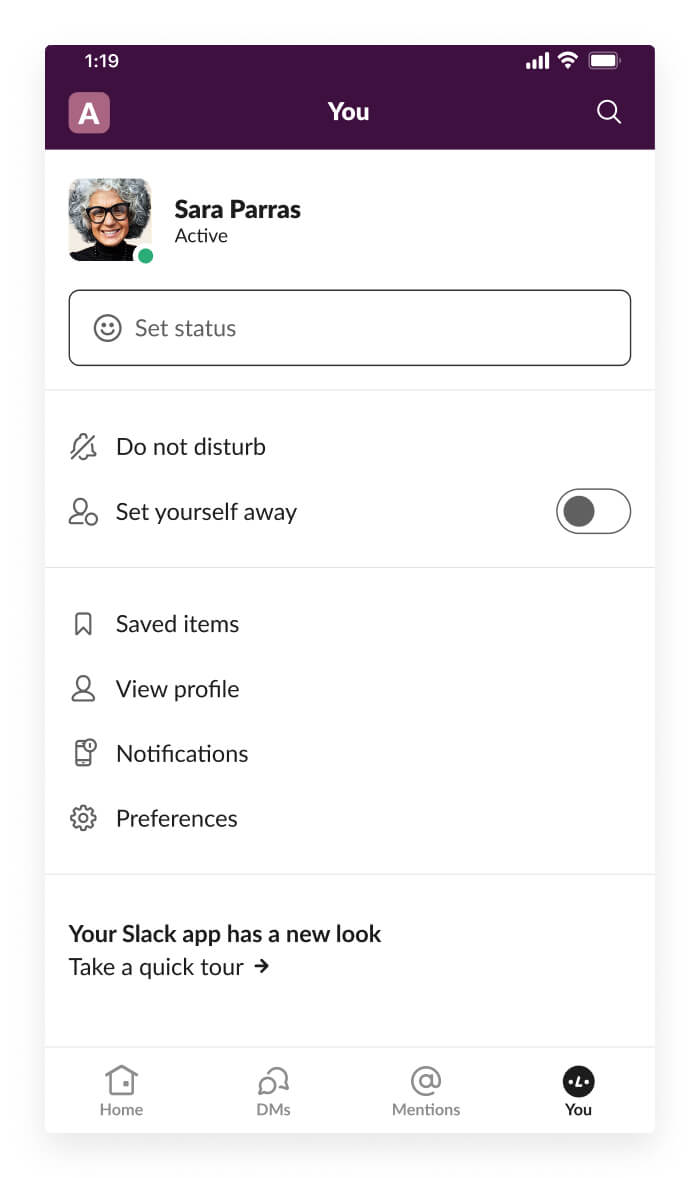 Customizing status and availability on Slack