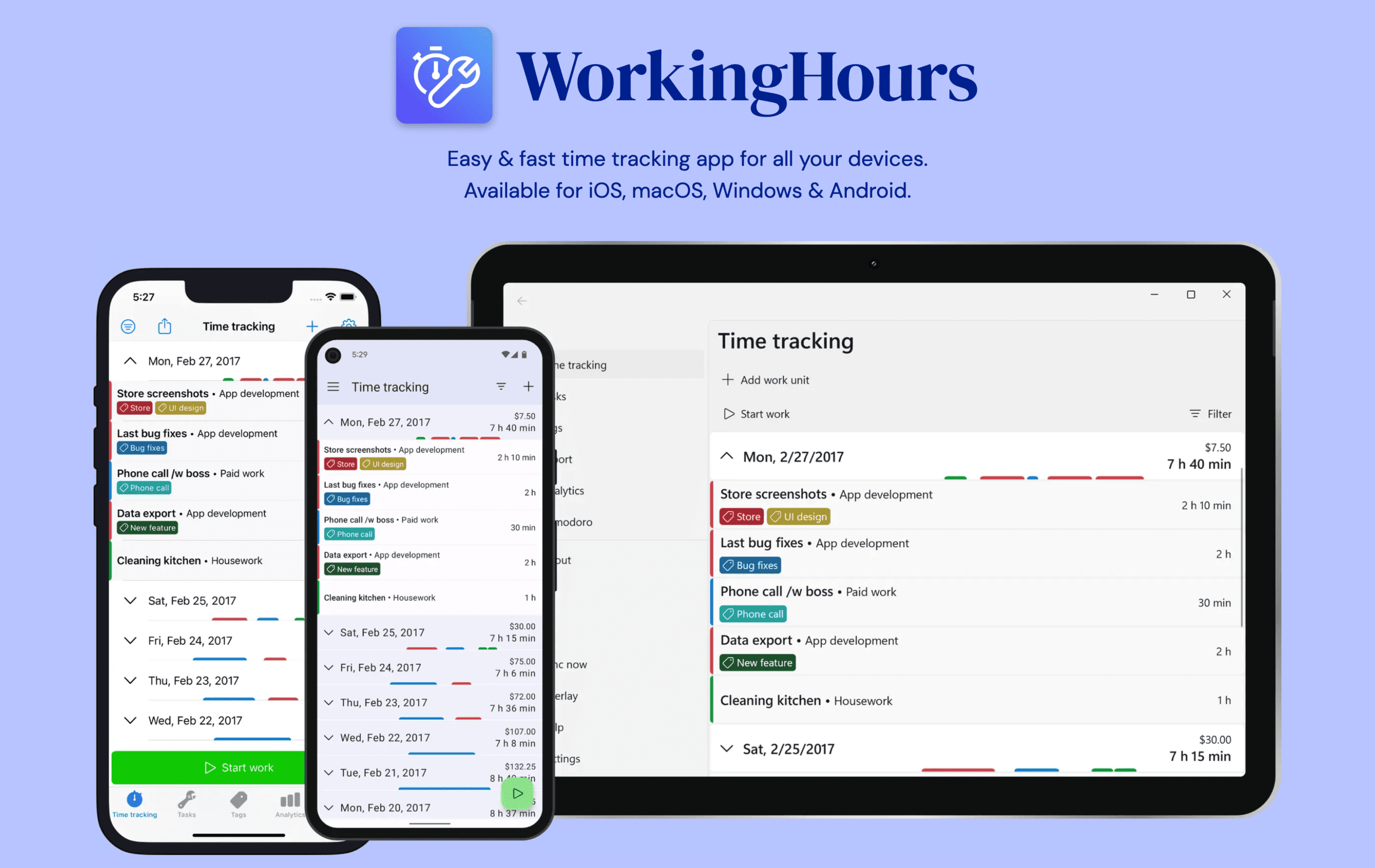 WorkingHours homepage