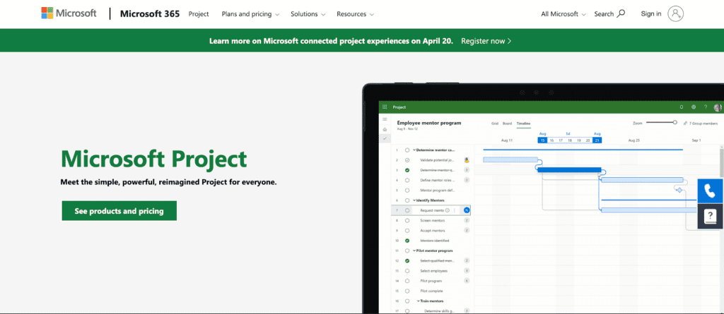 Microsoft Project homepage
