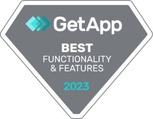 GetApp Best Functionality & Features badge 2023