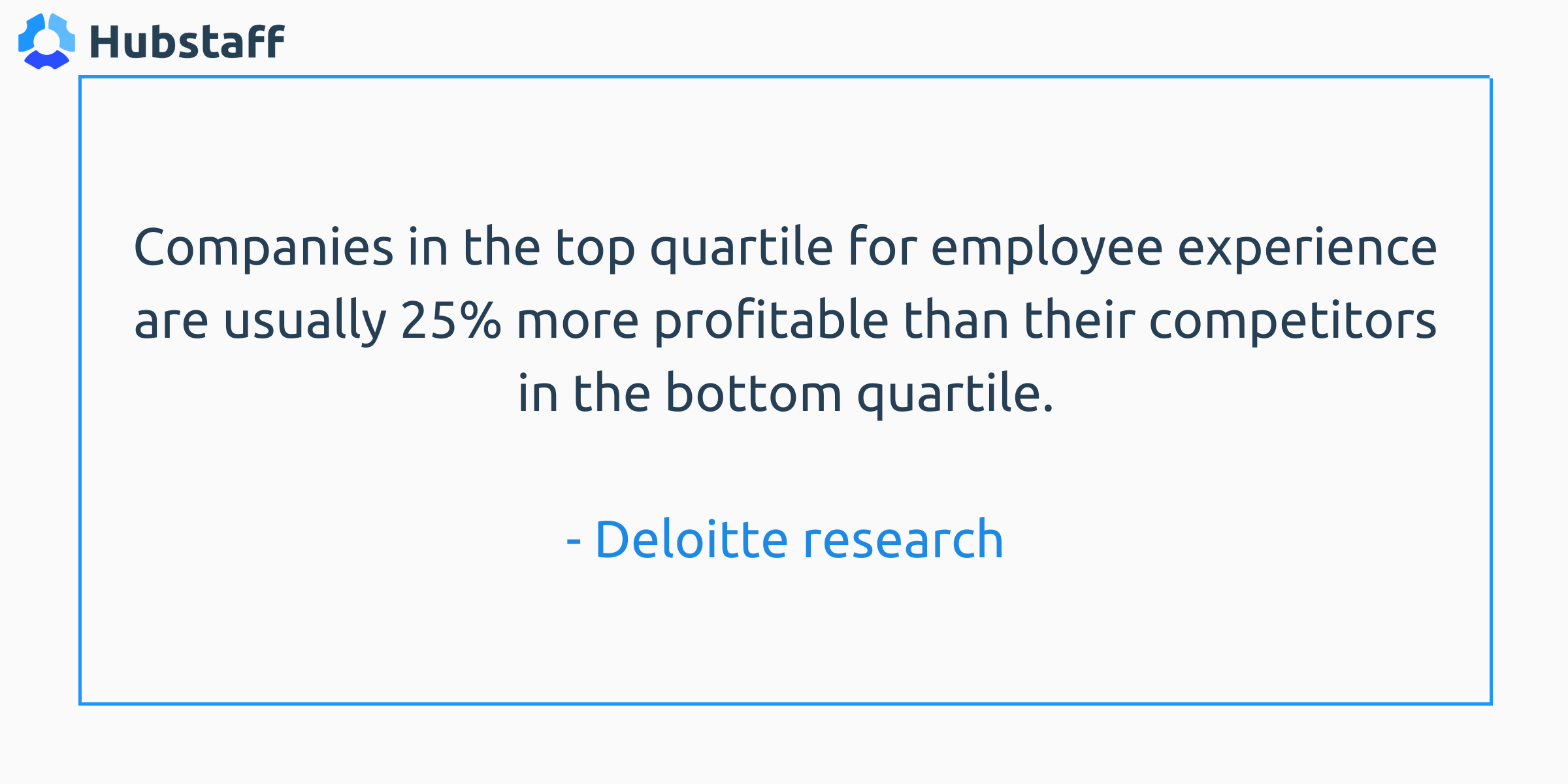 “Companies in the top quartile for employee experience are usually 25% more profitable than their competitors in the bottom quartile.” - Deloitte research