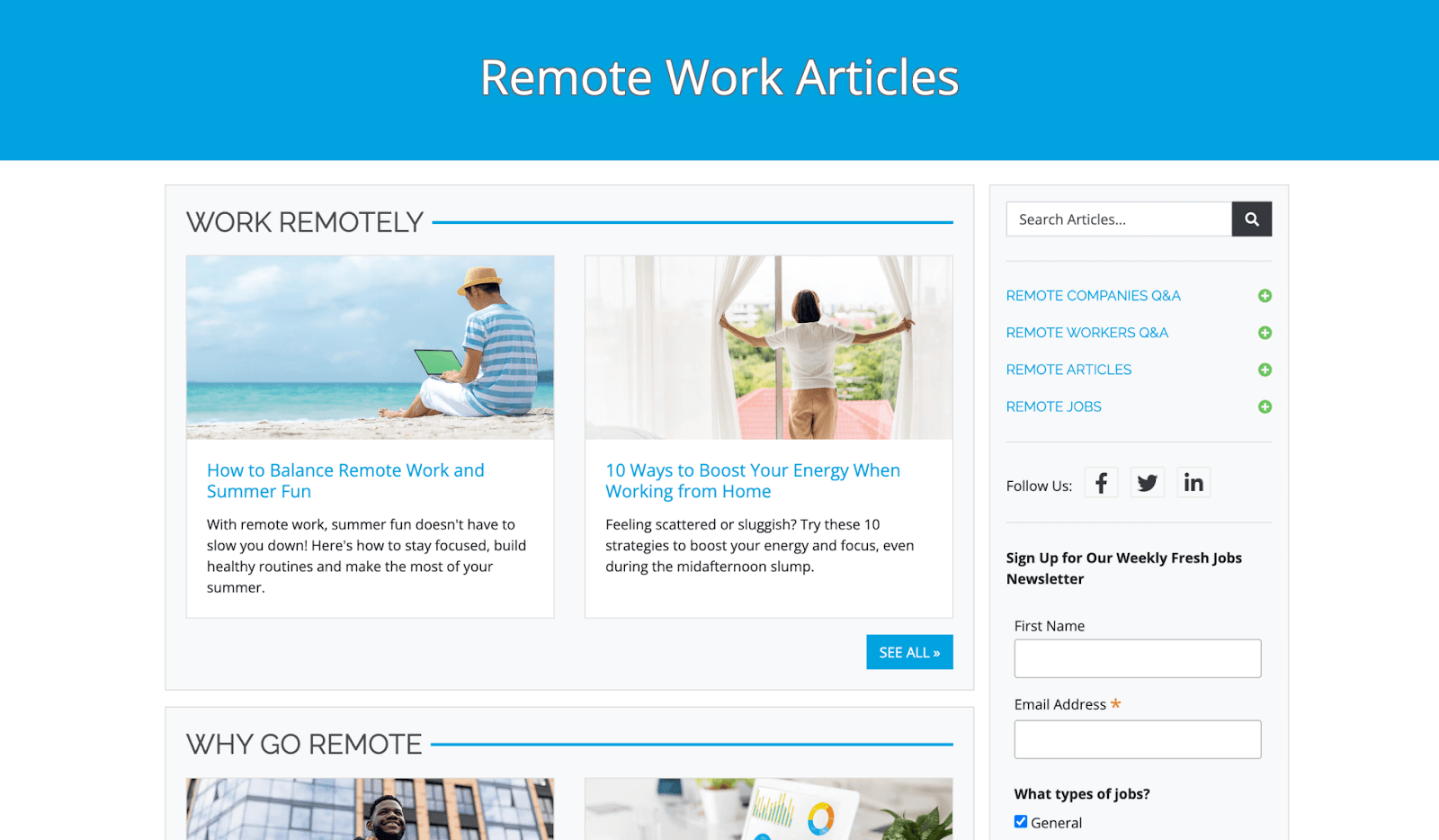 A screenshot of the Remote.co blog