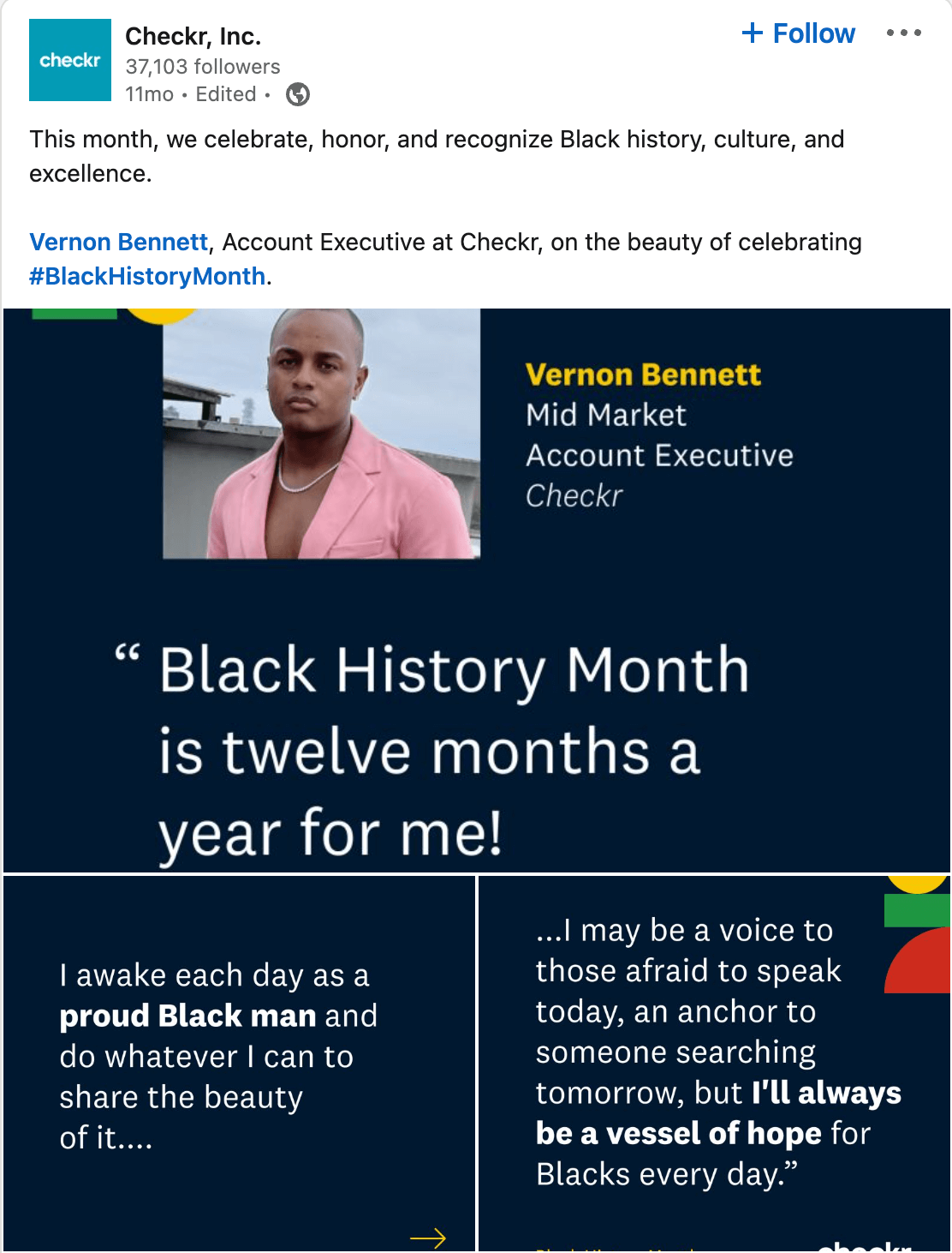 Black history month post from Checkr