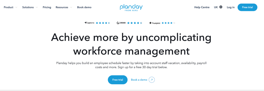 Planday homepage