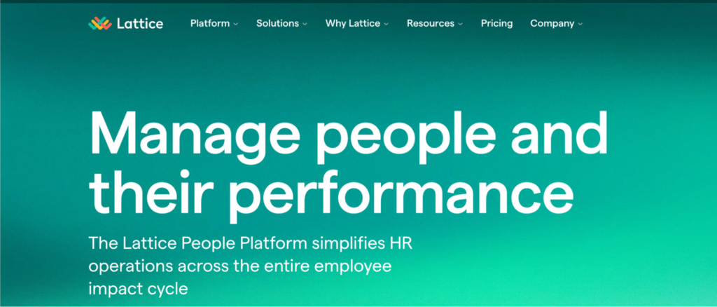 Lattice homepage showing off its employee engagement software messaging
