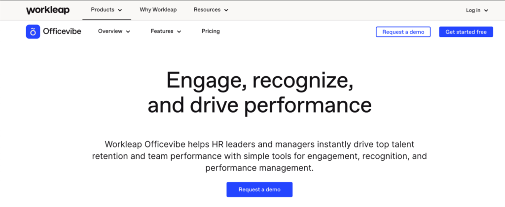 Workleap Officevibe homepage, highlighting its advanced employee engagement tool
