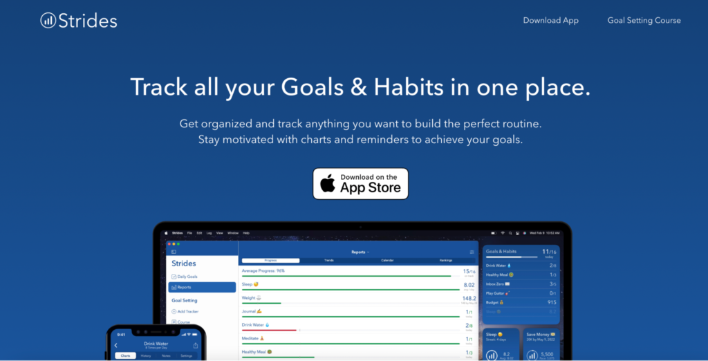 Strides goal tracking app