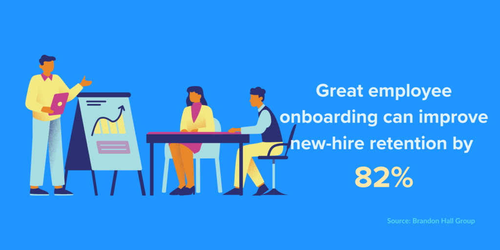 Employee turnover statistic: Great employee onboarding can improve new-hire retention by 82%