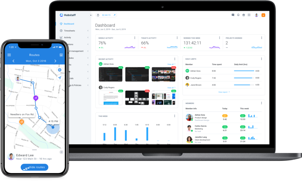 Hubstaff dashboard mobile and desktop