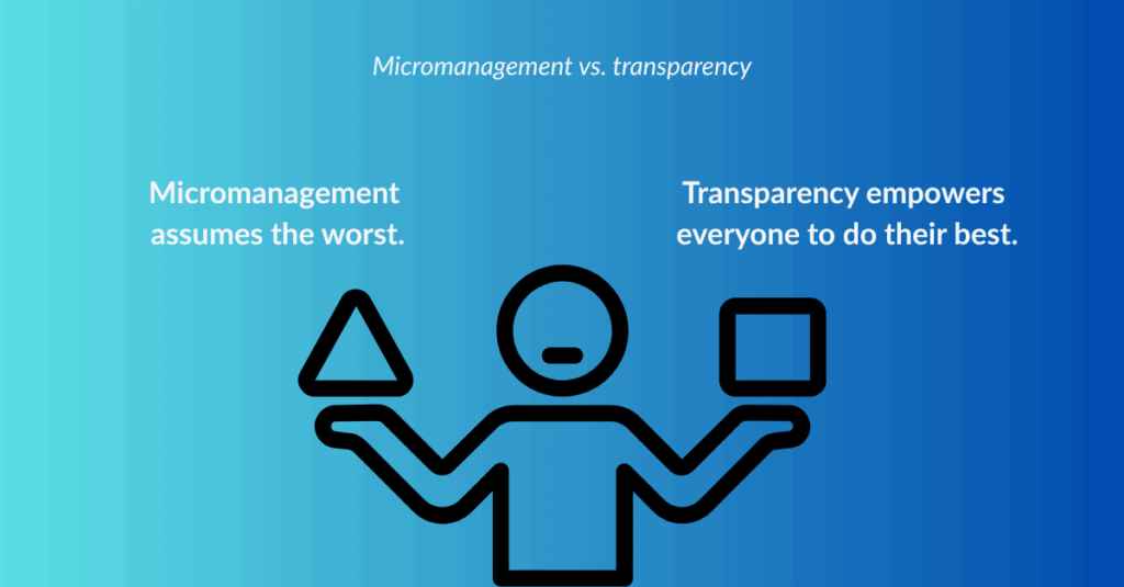 Micromanagement assumes the worst while transparency empowers everyone to do their best.