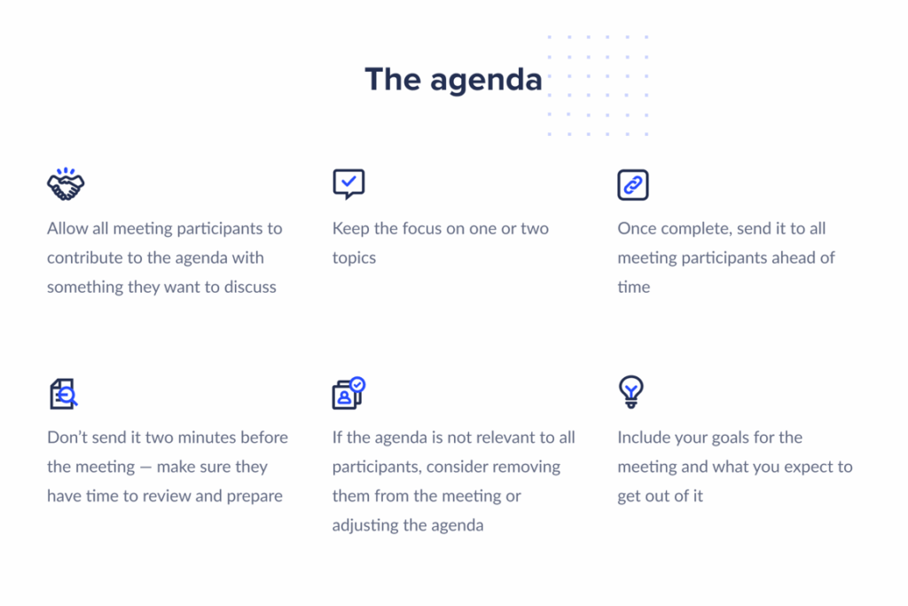 Image showing meeting agenda best practices.