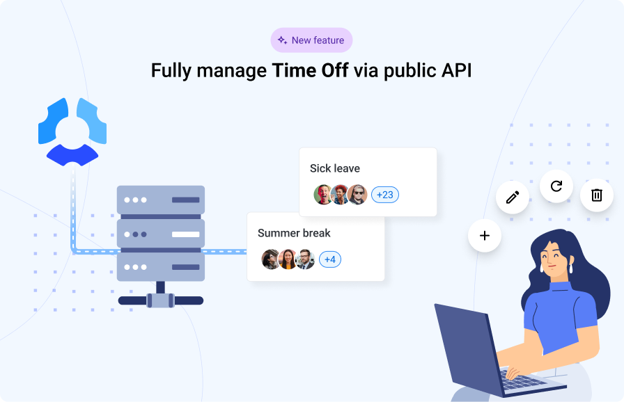 Image of a woman on a laptop using public APO for Time Off
